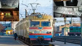 60Fps✅ обзор кабины электропоезда ЭР2Т-7141 , суровая Донбасская электричка 🫡