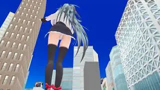 Mmd giantess | cute giant girl still growing | attack on city | added sound