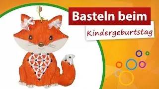 ♥ Basteln beim Kindergeburtstag ♥ Mitgebsel Fuchs Stickmotiv aus Holz - trendmarkt24