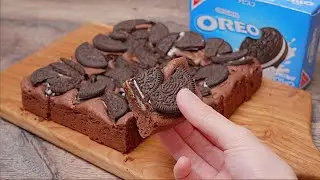 [No music] Just mix and bake! How to make a fashionable oreo brownie
