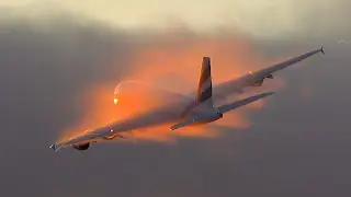 Emirates Airbus A380 Stunning Sunset Departure #emirates #a380