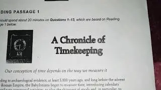 Reading Passage :- A chronical of timekeeping