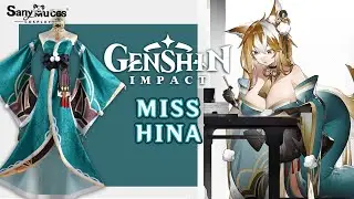 【SanyMuCos】Genshin Impact Miss Hina Cosplay Costume Plus Size Detail Show