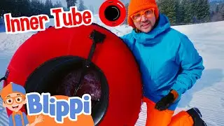 Blippi Plays In Snow! | Tubing Down the Mountain For Children | Fun Educational Videos for Kids