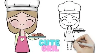 🤍💗 Hur man ritar en KOK-tjej - SULLIG LÄTT DOLL
