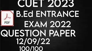 CUET2023| BED ENTRANCE QUESTION PAPER 2022| #du #bhu #amu #jamia