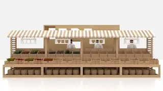 Vegetables and Fruit Super market In sketch up