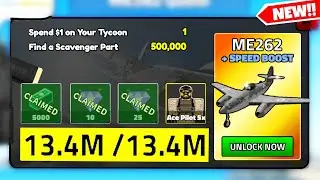 HOW TO GET ALL 25 ME262 SCAVENGER PART BLUEPRINT LOCATIONS in MILITARY TYCOON ROBLOX!