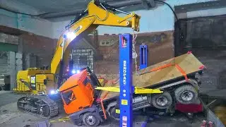 CATERPILLAR 6015B RC TRUCK RESCUES ANOTHER TRUCK FROM DISASTER!