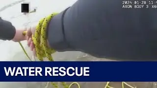 Video shows woman being rescued from frozen Geneva Lake