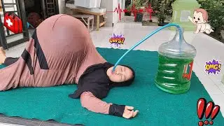 Drama 😂😍😘 Ibu Hamil Tidur Sambil Berjalan Minum Air Galon Hijau akit Perut Melahirkan Bayi Kembar