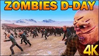 MASSIVE ZOMBIES D-DAY vs 50 MG42 - WW2 vs Runner Zombies - 4K Ultimate Epic Battle Simulator