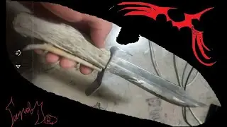 Переделка ножа интересный монтаж ручки это надо видеть.Ручка гибрид корень вяза.