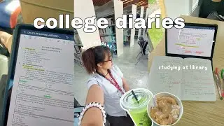 college diaries 📚 productive days, studying at library, cramming, field study 2, study vlog, matcha