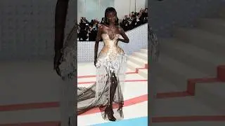 Anok Yai's Iconic Met Gala 2023 Look: Red Carpet Elegance in Prabal Gurung ✨