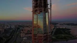 Белые ночи Спб_4K, Небоскреб Лахта Центр Газпром Сити 07/2017