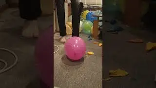 barefeet balloon stomping