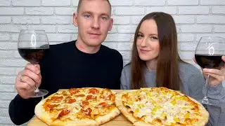 МУКБАНГ ПИЦЦА ПЕПЕРОНИ ГАВАЙСКАЯ С КУРИЦЕЙ И АНАНАСОМ сыр ответы на вопросы MUKBANG PEPPERONI PIZZA