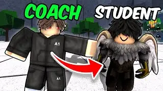 Teaching  LITTLE COUSIN How To Be A PRO In Roblox The Strongest Battlegrounds