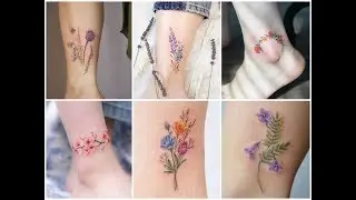 25 Delicate Tiny Watercolor Floral Ankle Tattoo Ideas