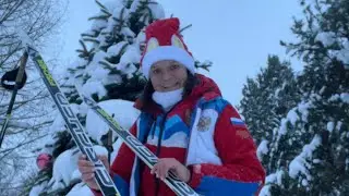Зарядка на лыжах! Здоровье на природе!