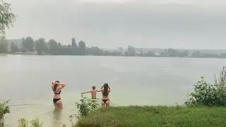 Swimming in the summer rain