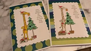 Sweet giraffe Christmas Card with the Festive and Fun stamp set