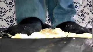 Trample and crush cake with dirty socks!