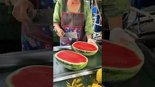 Grandma Skills Cutting Juicy Watermelon