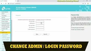 HOW TO CHANGE ADMIN/LOGIN PASSWORD IN TP-LINK ROUTER