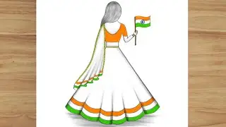 Independence Day Drawing Easy Steps | How To Draw 15 August Drawing Easy Steps | Girl Drawing |