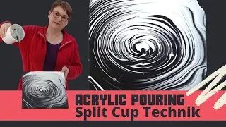 Acrylic Pouring mit dem Split Cup Pouring Becher in Schwarz/Weiß