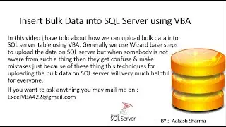 Insert Bulk Data into SQL Server using VBA