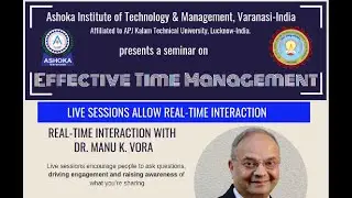 Effective Time Management | Dr. Manu K.Vora ji (Chairman & President, Business Excellence Inc., USA)