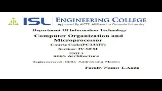 IT CO L ectuRE-15  Addressing Modes in 8085(UNIT-3 8085 Architecture)
