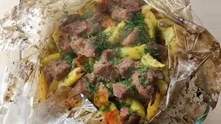 Мясо с овощами запечённая в рукаве