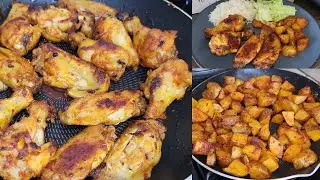 No Sabes que hacer de Comer?  Prepara estas Alitas de Pollo  y Papas
