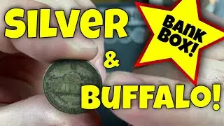 Coin Roll Hunting a Box of Nickels and Pennies.   Buffalo and Silver Found!