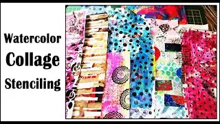 Watercolor Collage Stenciling Scraps - Starving Emma