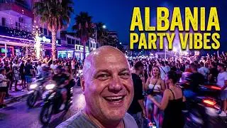 Durrés Albania, nightlife promenade.