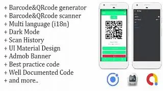 Barcode&QRcode Generator and Scanner application IONIC 4, Material design, Admob banner |