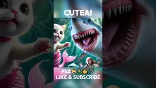 Can the mermaid-kitten save the girl from the shark_😸🧜‍♀️👩🦈 #aicat #ai #cutecat #story