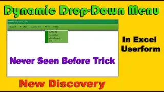 How to Create Dynamic Drop-Down Menu In Excel Userform | Excel Vba | Never Seen Before