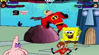 Mugen Request Spongebob and Elastigirl vs Patrick and Mr Incredible