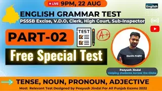 🔴9 PM Part-02 || English Grammar Special Live Test ✅ English Grammar Practice || Electric English