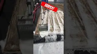 Sudsy rug washing in the pit! #rugcleaning #shorts