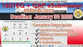 1601EQ + QAP eSubmission(Quarterly Alphalist of Payees) COMPLETE GUIDE 4RTH Q-2022 #qap #1601EQ #bir