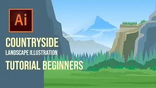 How to draw Countryside Nature Landscape illustration | Adobe illustrator Tutorial for beginners