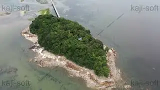 ドローン空撮映像・愛知県・三河湾・竹島・海側・左旋回