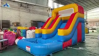 Primary Colors Red Yellow & Blue Inflatable Water Slide | Classic Summer Fun for Kids!